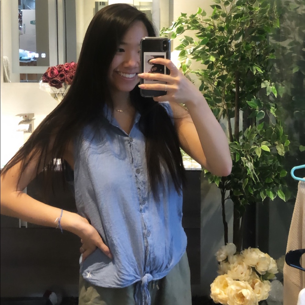Blue sleeveless top